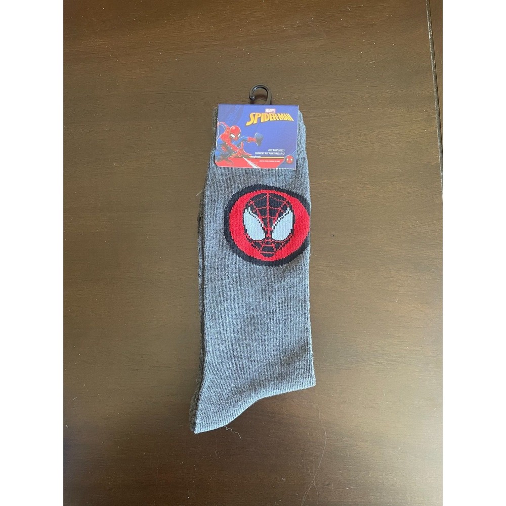 NEW MARVEL Gray  SPIDER-MAN Crew Socks Unisex Adult   Size 6-12